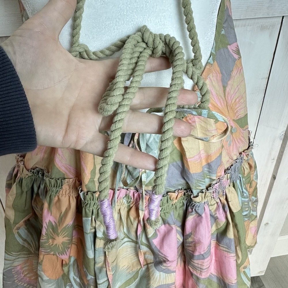 Free People Deserted Island Mini Dress Size Small Open Back Rope Strap Floral - Picture 10 of 12